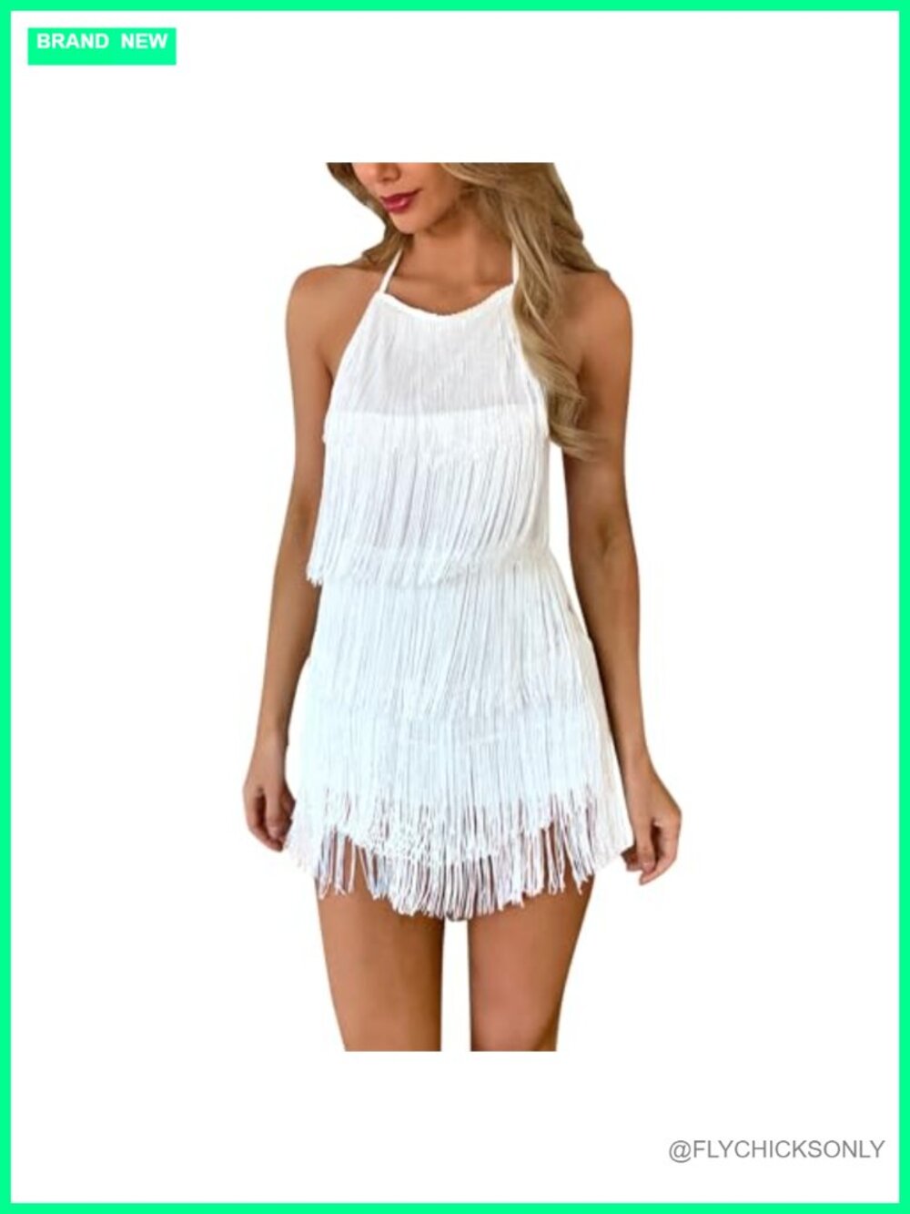 Halter Tassel Fringe Romper Backless Latin Dance Jumpsuit